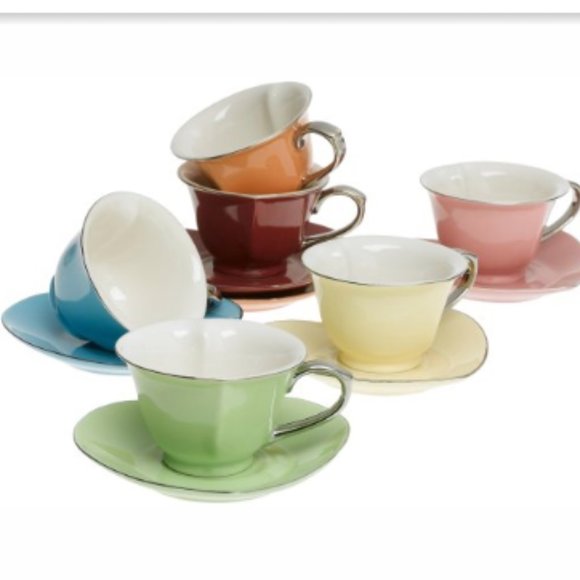 CLASSIC COFFEE & TEA Inside Out Heart Cup and Saucer Set with Platinum Trim - Picture 8 of 8